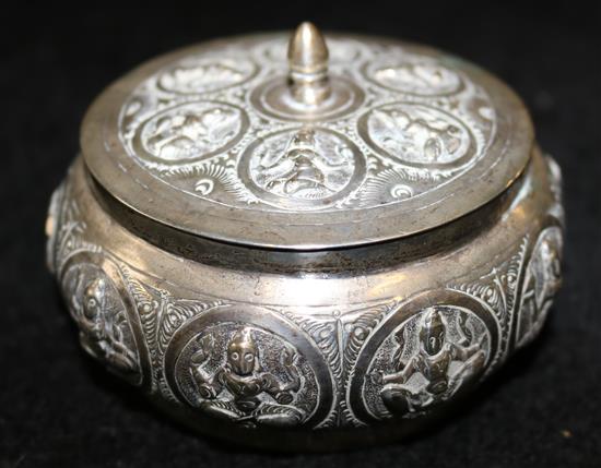 Indian silver lidded bowl